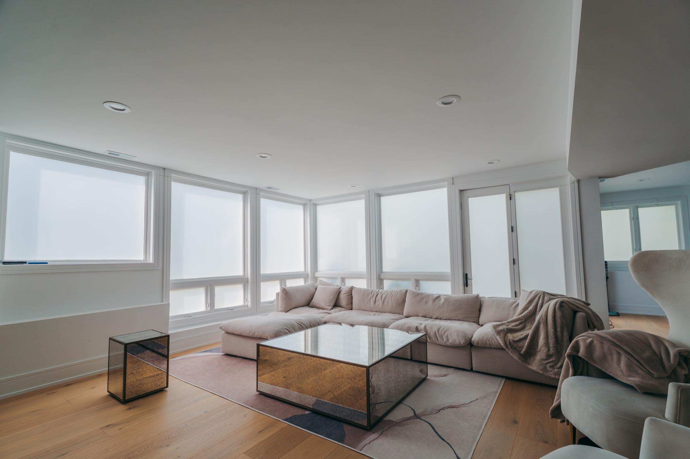 Same room — powered off, frosted privacy